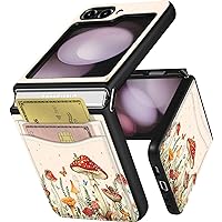 Shorogyt for Samsung Galaxy Z Flip 5 Wallet Case with Card Holder, Designer Mushroom Frog Pattern Back Flip Folio Leather Phone Cases Z Flip 5 for Women Men Girls