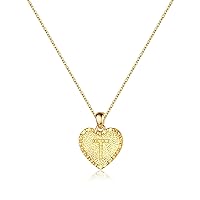 IEFSHINY Heart Initial Necklace for Women - 14K Gold Filled Dainty Heart Pendant Initial Letter Necklaces, Handmade Engraved Alphabet Monogram Necklaces Jewelry Gift Idea for Women Teen Girls