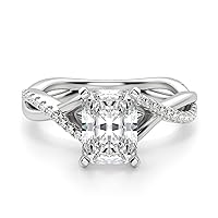 Kiara Gems 3 Carat Radiant Diamond Moissanite Engagement Ring, Wedding Ring Eternity Band Vintage Solitaire Halo Hidden Prong Setting Silver Jewelry Anniversary Promise Ring Gift