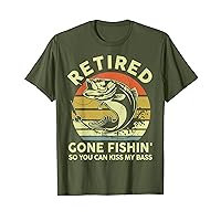 Mens Retired Gone Fishing-Shirt Grandpa Retirement Funny Bass Dad T-Shirt
