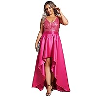 Ever-Pretty Women's Plus Size Sequin V-Neck High-Low A-line Evening Dress Prom Gowns 0667-PZUSA