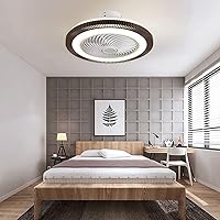 Ceiling Fans, Fan with Ceiling Light Mute Fan Lighting 3 Speeds Bedroom Led Ceiling Fan Light with Remote Control Modern Living Room Quiet Fan Ceiling Light with Timer/Brown