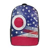 Vintage USA and Ohio State Flag 17 Inches Unisex Laptop Backpack Lightweight Shoulder Bag Travel Daypack