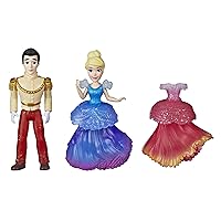 Disney Princess Cinderella and Prince Charming Collectible Small Doll Royal Clips Fashion Toys with Extra Dress