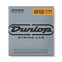 JIM DUNLOP DBSBN40120 Super Bright Bass Strings, Nickel Wound, Light, .040–.120, 5 Strings/Set