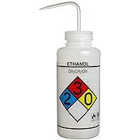 SP Bel-Art Safety-Labeled 4-Color Ethanol Wide-Mouth Wash Bottles; 1000ml (32oz), Polyethylene w/Natural Polypropylene Cap (Pack of 4) (F11732-0019)