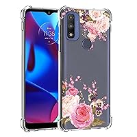 for Moto G Pure Case,Moto G Power 2022 Case,TPU Soft Rubber Four Corners Reinforced Anti-Fall Mobile Phone case Cover for Motorola Moto G Pure 2021/ Moto G Power 2022 (Pink Flower)
