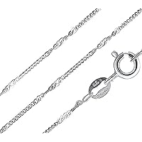 925 Sterling Silver Italian 1.2MM & 2MM Singapore (Twisted Curb) Chain Necklace (1.3mm 30 Twisted Curb)
