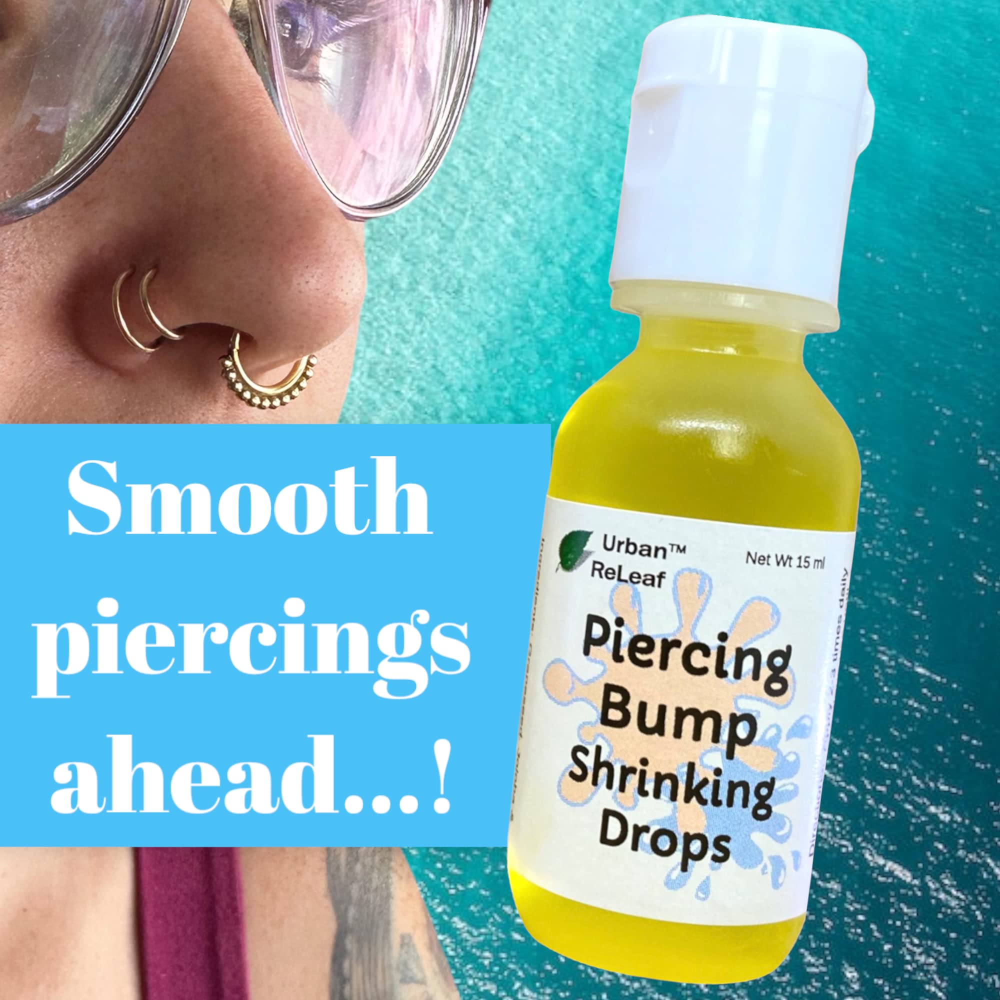 Urban ReLeaf Piercing Bump Shrinking Drops! Keloid Bumps Gentle Effective Aftercare Solution. Natural Essential Oils. Fast Removal Help for Scars Nodules Cartilage Nose Ear Spots. Clean Soothe