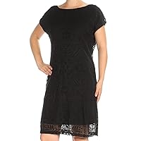 Women's Embroidered Tulle Shift Dress-PB-M Polo Black