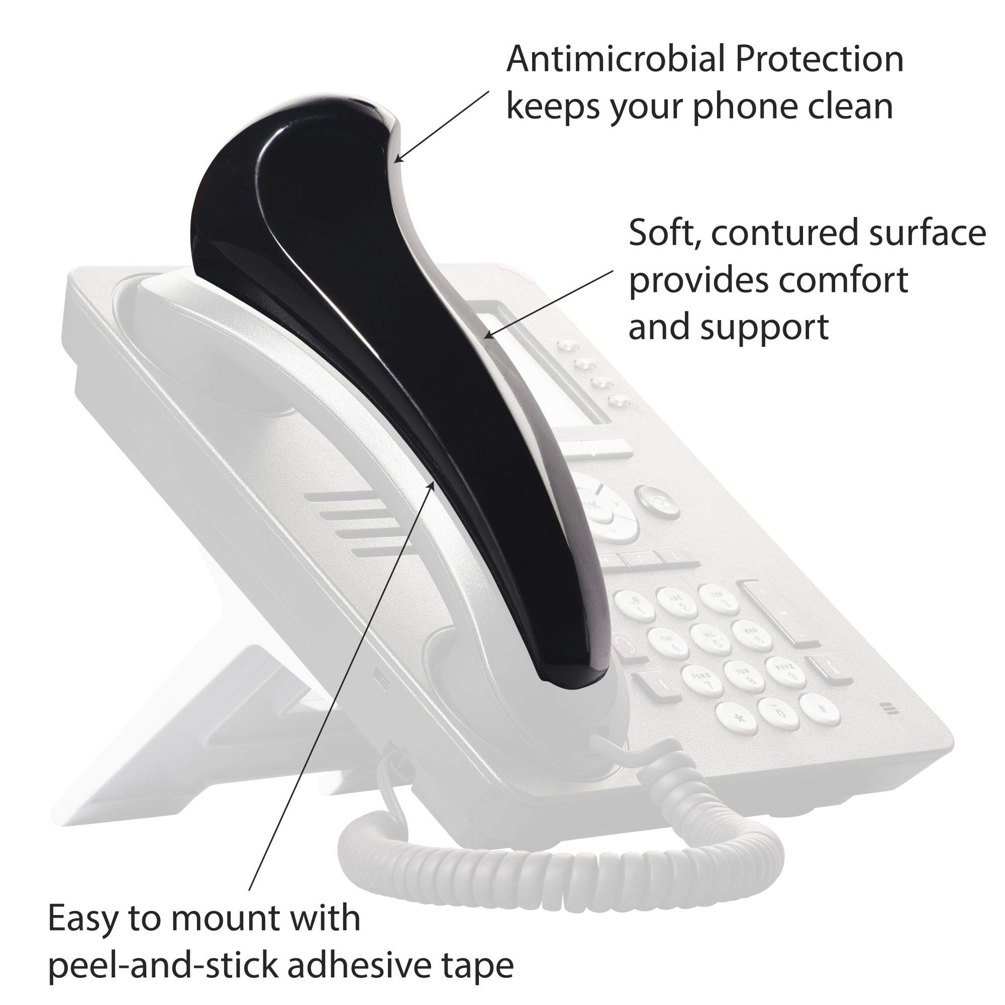 Softalk Antibacterial Black Phone Shoulder Rest | Landline Telephone Accessory (00101M)