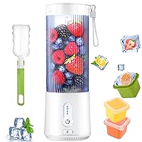 Portable Blender Personal Juicer - USB Rechargeable 4000mAh Large Battery with 6 Blades for Smoothies Shakes Baby Food and Proteins - Kitchen Home Office Gym Sports and Travel (16oz, White)