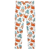 Crab Shrimp Girl's Leggings Soft Ankle Length Active Stretch Pants Bottoms 4-10 Years