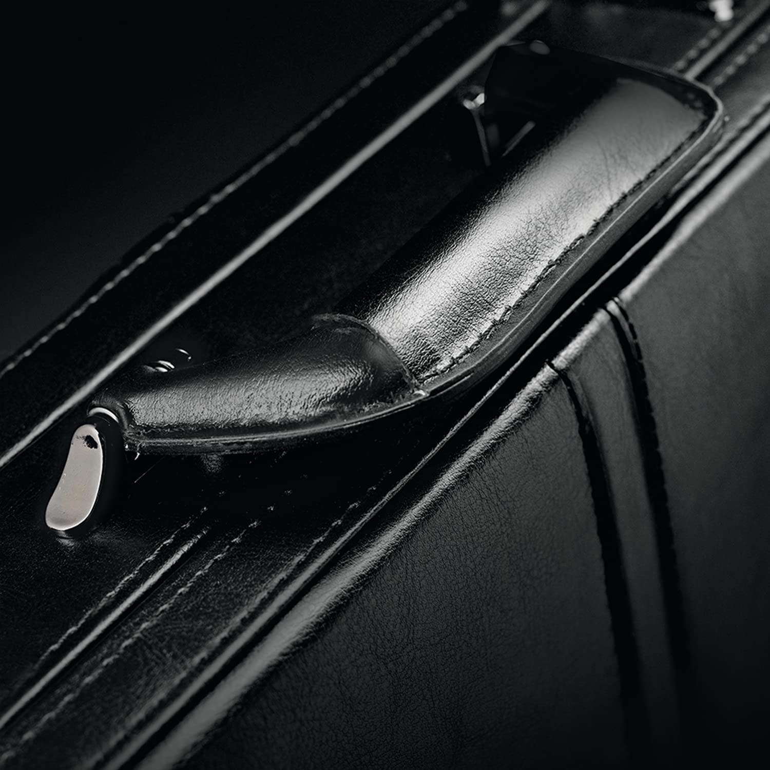 Solo Broadway Premium Leather Attaché Briefcase With Combination Locks, Black