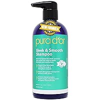 PURA D'OR Sleek & Smooth Shampoo (16oz) Soothing and Strengthening Formula with Organic Aloe Vera, Argan Oil, Castor Oil, Bergamot Oil & Geranium Oil