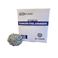Stainless Steel Scouring Pads - Large 50g Heavy Duty Steel Wool Scrubbers (12 Pack) - Industrial & Commercial Use - Individually Wrapped