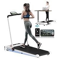Walking Pad Treadmill for Home, 2 in 1 Foldable Under Desk Treadmill Incline Office App Remote Control - 3 HP Portable Folding Treadmill with Handle 300lbs Capacity LED Display - White