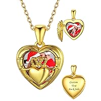 Heart Locket Necklace for Women That Hold Pictures, Sterling Silver/Stainless Steel Customized Memorial Lockets Jewelry Gift with Delicate Box