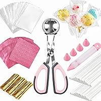 JOERSH 402Pcs Cake Pop Kit Including Cake Pop Sticks and Parcel Bags, Twist Ties, Cake Pop Roller with Handles, Decorating Pen, Candy Foil Wrappers - Lollipop Making Tools Supplies