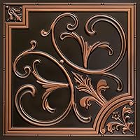 204ac-24x24-10 Lilies and Swirls PVC 2' x 2' Lay-in or Glue-up Ceiling Tile (Covers / 40 sq.ft), Antique Copper, 10