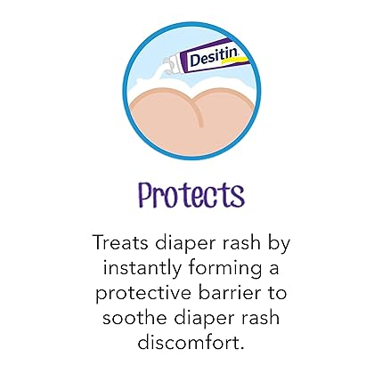 Desitin Maximum Strength Baby Diaper Rash Cream with 40% Zinc Oxide for Treatment, Relief & Prevention, Hypoallergenic, Phthalate- & Paraben-Free Paste, 4 oz