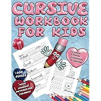 Cursive Workbook for Kids: Cursive for beginners writing practice book. Cursive Handwriting Practice and Letter Tracing Workbook for Homeschool or Classroom. Amazing pictures for coloring.