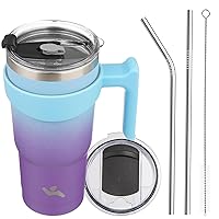 20oz Tumbler with Handle and 2 Straw 2 Lid, Insulated Water Bottle Stainless Steel Vacuum Cup Reusable Travel Mug,Ocean Dream