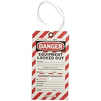 Brady Two-Part Perforated Danger - Equipment Locked Out Tag, Cardstock 7.5 inch Height, 4 inch Width (Pack of 25)