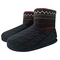 GPOS Knit Rock Wool Warm Men Indoor Pull on Cozy Memory Foam Slipper Boots Soft Rubber Sole