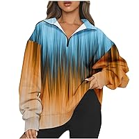 Womens Oversized Sweatshirts Hoodies Half Zip Pullover Fall Fashion Outfits 2023 Y2k Clothes Floral Printed Tops