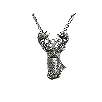 White Tailed Stag Deer Head Pendant Necklace