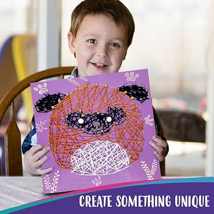 BATTOP Kraft Works Pawfriends String Art Kit – Dog and Cat Craft Kit for Kids 8-12 – Complete String Crafting Set - Large Canvas Arts and Crafts Set – Fun and Creative DIY Kid Craft Project