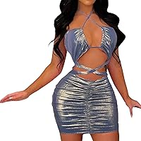 Summer Dresses for Women 2024 Vacation Plus Size, Women's Sexy Neck Laces Hollow Back Bosom Wrap Buttocks Dres