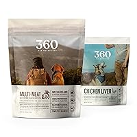 360 Pet Nutrition Freeze Dried Raw Complete Meal for Adult Dogs, High Protein, Omega 3's, No Fillers, Made in The USA + Chicken Liver Treat
