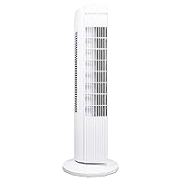 Mainstay FZ10-19MW 28 Inch 3 Speed Compact Oscillating Tower Fan with Auto Shutoff, White (Renewed) (White)