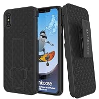 PunkCase XS Case with Screen Protector, Holster Belt Clip & Built-in Kickstand [Non Slip] Dual Layer Hybrid TPU Full Body Protection [Slim Fit] Compatible W/iPhone Xs [Black]