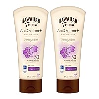 Hawaiian Tropic Skin Defense Sunscreen Lotion SPF 50, 6oz | SPF 50 Sunscreen Lotion with Green Tea Extract, Sunscreen Body Lotion, Oxybenzone Free Sunscreen, 6oz each Twin Pack