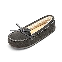 DREAM PAIRS Women's Faux Fur Cozy House Slippers Suede Leather Moccasin Shoes for Indoor and Outdoor Wear