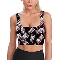Fight for A Cure Mechanic US Flag Breast Cancer Women's Sports Bra Racerback Crop Yoga Top Gym Activewear Bras