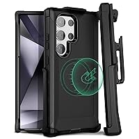 MOTIVE Designed for Samsung Galaxy s24 Ultra Case with Belt Clip, Compatible with MagSafe, Quad-Layer 15FT Military Grade Drop Protection, Heavy Duty s24 Ultra Holster Case 6.8” | Black