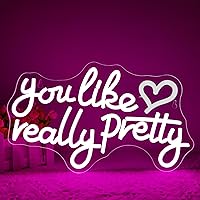 You're Like Really Pretty Neon Signs,Pink Text Led Neon Light for Wall Decor,Letter Light Up Sign for Wedding,Girl's Bedroom,Engagement Party,Birthday,Christmas Gifts,Size 16.1 * 9.8 inches(XD066)