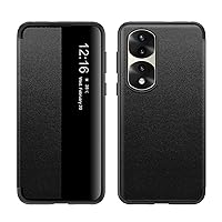 Magnetic Phone Case Compatible with Huawei Honor 70 Pro Case Translucent View Window,Magnetic Slim Flip Case Drop Protection Shockproof Protective Cover Compatible with Huawei Honor 70 Pro.(Black)