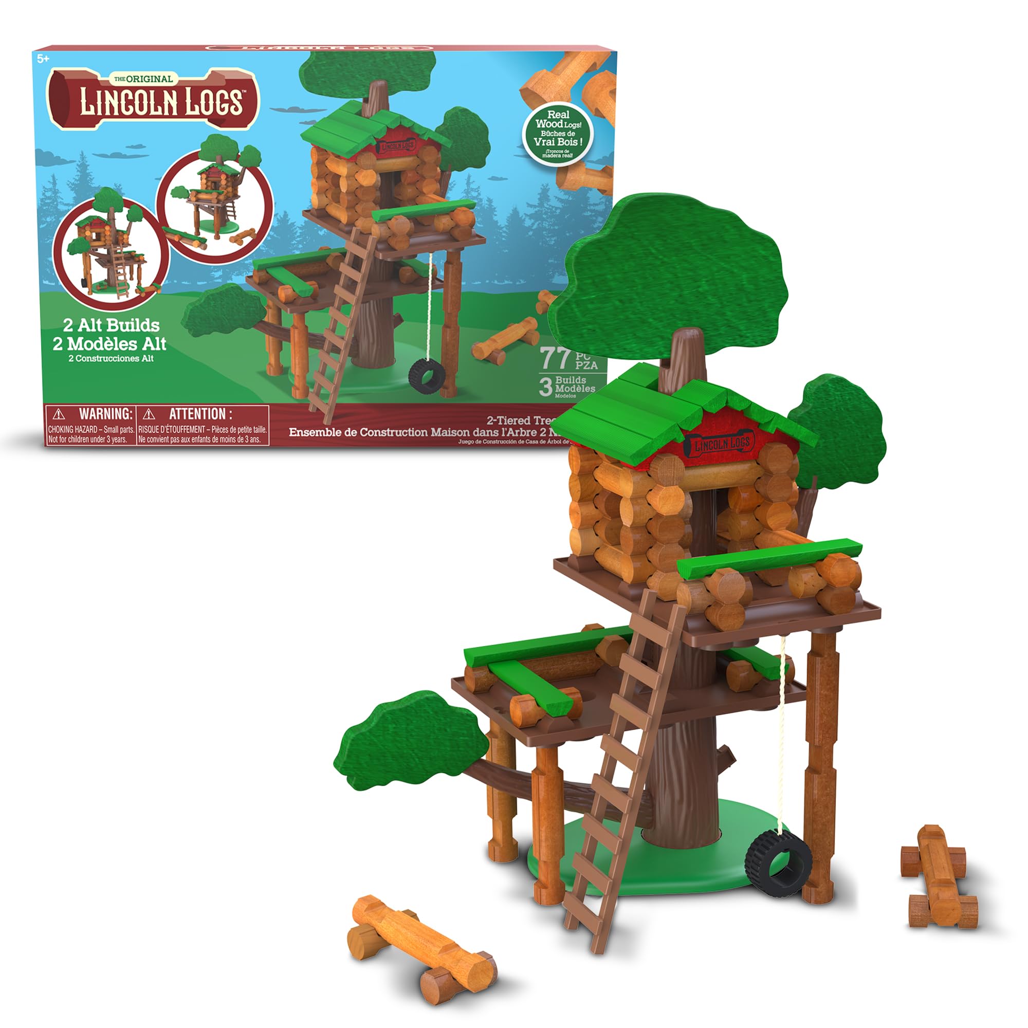 Lincoln Logs 2 Tiered Tree House Building Set, Educational Toy, Gift for Kids, Girls and Boys, STEM Retro Classic Toy