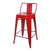 GIA 24-Inch Low Back Stool with Metal Seat, Red, 1-Pack