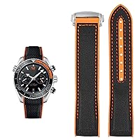 Watch Bracelet for Omega 300 SEAMASTER 600 Planet Ocean Silicone Nylon Strap Watch Accessories Watch Band Chain 20mm 22mm Belt (Color : Black Orange SK, Size : 20mm)