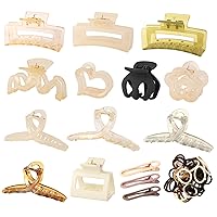 66Pcs Hair Claw Clips Set,16Pcs Big Jelly Hair Claw Clips and 50Pcs Hair Ties for Women Girls,Rectangular Claw Hair Clips for Thick Hair,Medium Non-slip Claw Hair Clips, Strong Hold Jaw Clips