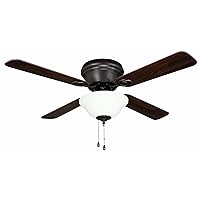 WC42ORB5C1 Wyman Collection 42-Inch Ceiling Fan with Five Reversible Classic Walnut/Walnut Blades and Single Light Kit with Frosted White Glass