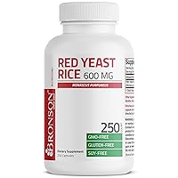 Bronson Red Yeast Rice 600 MG Monascus Purpureus Herbal Health, Non-GMO, 250 Capsules