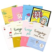 Combination Skin Type Sheet Mask Collection - Contains Niacinamide, Aloe Vera, Charcoal, Collagen - Soft, Form-Fitting Face Mask, For Combo Skin - Balancing, Hydrating, Calming (Pack of 8)