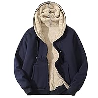 Kissonic Men's Thicken Full Zip Fleece Hoodie Sherpa Lined Sweatshirt Jacket Winter Coats
